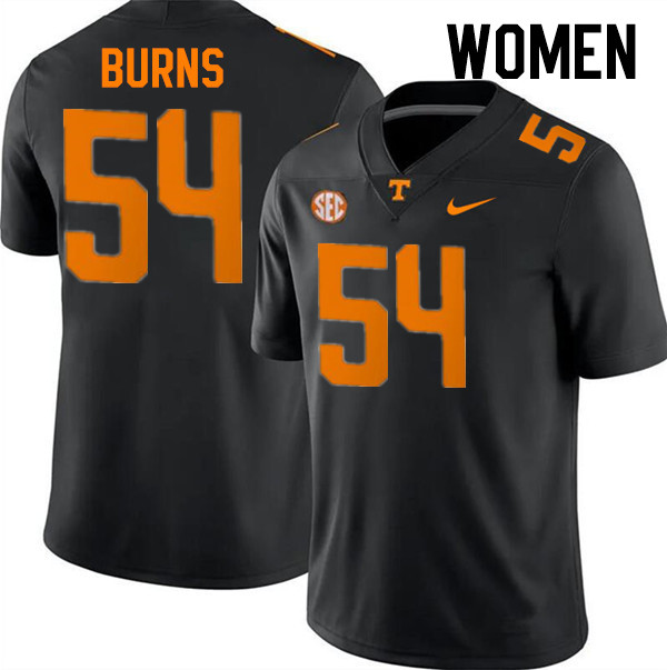 Women #54 Jordan Burns Tennessee Volunteers College Football Jerseys Stitched-Black